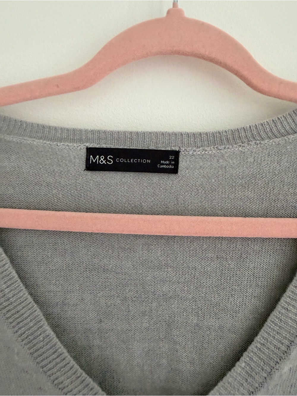 Marks & Spencer Light Grey V-Neck Sweater - Picture 4 of 4